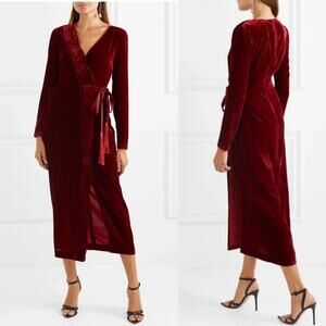 Rachel Zoe Long Velvet Dress in Maroon